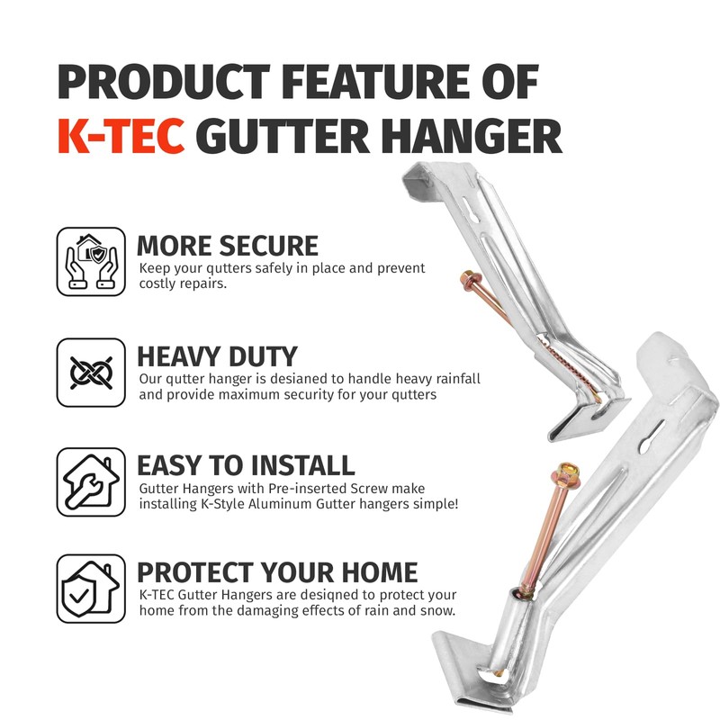 50 Pack Gutter Hangers, Gutter Hangers 5 Inch, Rain Gutter