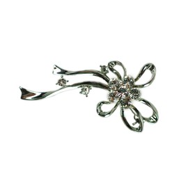 Classic Pygmalion Brooch Pin, Silver Rhodium Plated with Clear Swiss Crystal Elements Vintage Costume Jewellery with Stylised Bows & Loops, Gift Idea for Christmas & Anniversary by Janeo Jewels