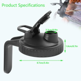 4 Pack Ma-son Jar Pou Spout Lid with Handle Wide Mouth Ma-son Jar Flip Cap Lid Reusable Plastic Leak-proof Airtight Seal Ma-son Jar Pitcher Lid Wide Mouth Jar Pour Lid (2 Black+2 Grey-Green)