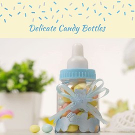 DIY Candy Bottle, 24Pcs Fillable Bottles Sweet Candy Box Baby Shower Party Decorations(Blue)