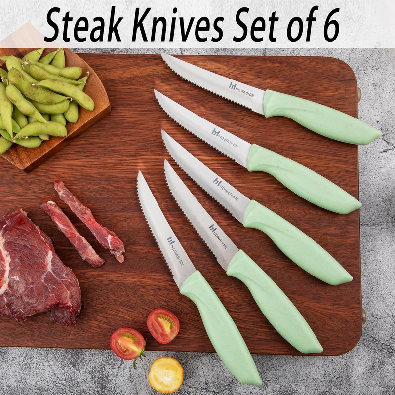 Knife Set, Howashin 15 Pieces Kitchen Knife Set with Built