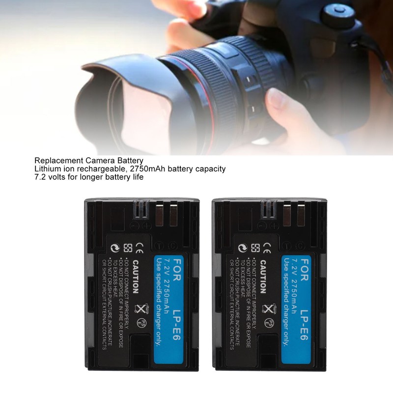 2pcs Camera Battery 2750mAh 7.2V for LP E6 E6N R5