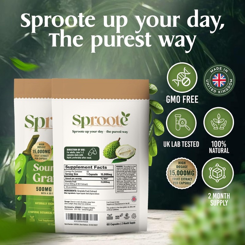 Sproote Soursop Capsules | 15,000mg High Strength Graviola Extract |