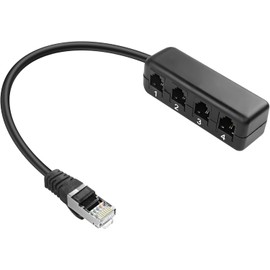 XMSJSIY Ethernet RJ45 to RJ11 Converter RJ45 8P8C Male 1 to 4 Telephone Jack RJ11 6P2C Female Adapter Splitter for Network to Phone Service - 1PCS