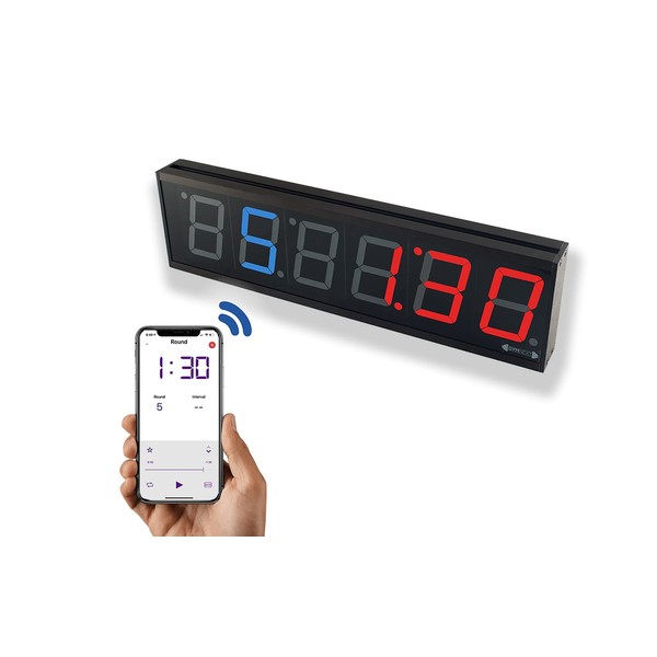 GymNext Flex Timer - Home Edition - Bluetooth App-Controlled Wall Mounted 13" LED Gym Clock with Medium 2.3" Digits for CrossFit, Tabata, HIIT, EMOM, MMA, Boxing, Interval Training, Circuits, Workouts