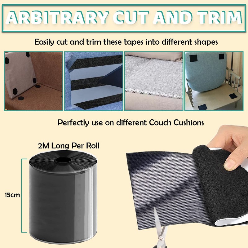 TEUVO 15cm(6") X 2m Couch Cushion Non Slip Pads to
