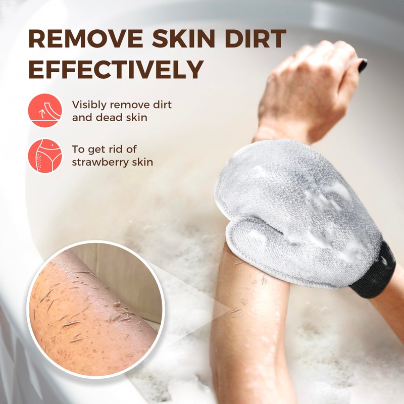 ZOMCHI 2 Pack Deep Exfoliating Glove with Dual Texture, Massage