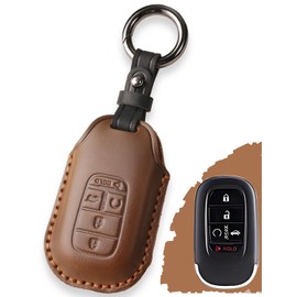OOKZuckle Key Fob Cover Leather Compatible with Honda - for Accord Civic CR-V Pilot HR-V Sport 2025 2024 2023 2022 / Passport 2026 - Handcrafted Leather Smart Key Fob Case (Downtown Brown, 5 Buttons)