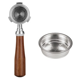 IRISHOM 51 mm Bottomless Portafilter, Compatible with EC680 / EC685 Stainless Steel Filter Holder, 285 g, Rosewood Handle, Compatible with Bottomless Portafilter Delongh, Coffee Accessories, Coffee