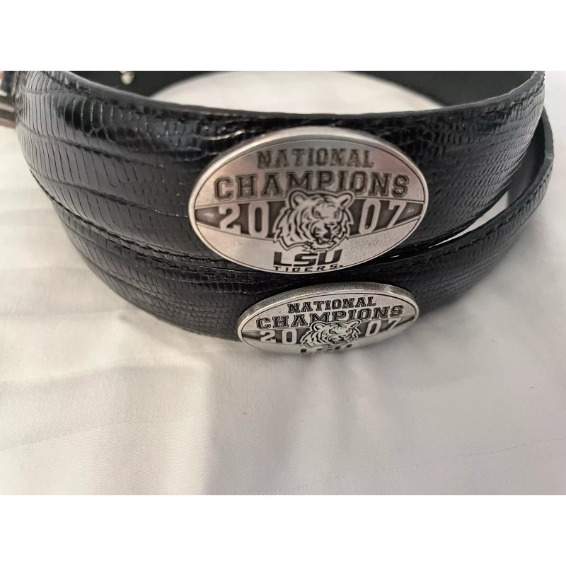 Enmon Black Leather Belt With Louisiana State University Conchos 28,30,40,46,56