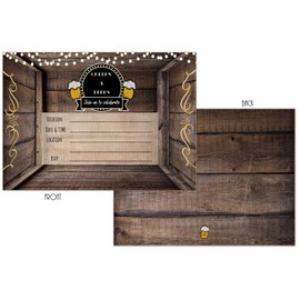 Elcer Cheers and Beers Birthday Country Rustic Fill In Set of 20 Invitations & envelopes 30 years 40 years 50 years Adult party All occasion Fill in invites