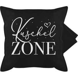 Cushion Cover – Valentine's Day Partner Cushion Ideas – Cuddly Zone – White – 50 x 50 cm – Black – Love Gift Wales Day Cuddle Cushion for Love Pillow Couples Valentine's Day Gift