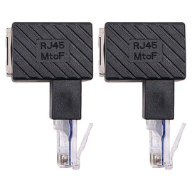 CENPEK 2 Pieces 90 Degree RJ45 Male to RJ45 Female Adapter Angle Plug Compatible with Cat5e Cat6 Standards RJ45 Cable (Up Angled)
