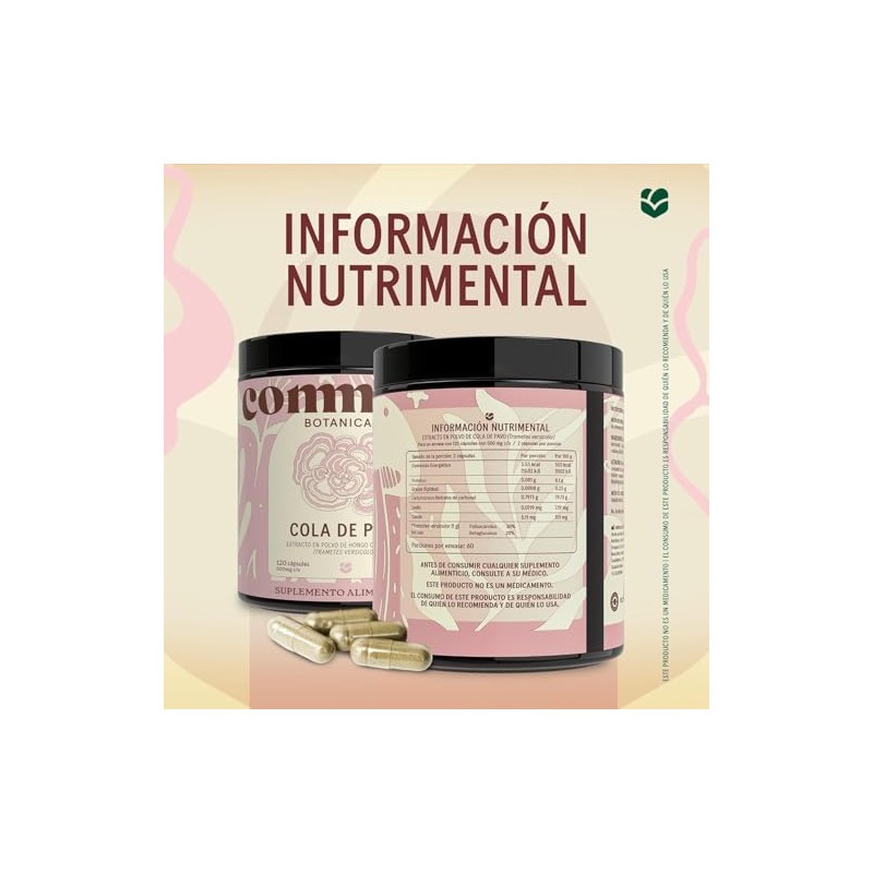 Hongos Adaptógenos Suplemento Hongo Cola Pavo 120 Cápsulas Extracto 100