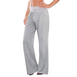 AMiERY Women's Pajama Pants Juniors Sleepwear Stretchy Pants Ladies Wide Leg Athletic Pants Jogger Lounge Pants Grey M