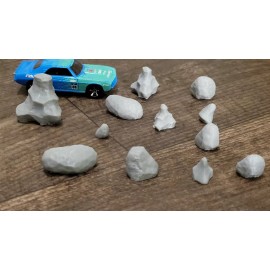 Hot Wheels Rocks V4 for landscaping 12 items Gray  3d printed. 1/64 scale. Car not for sale