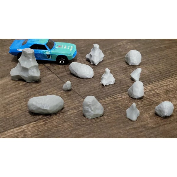 Hot Wheels Rocks V4 for landscaping 12 items Gray 3d
