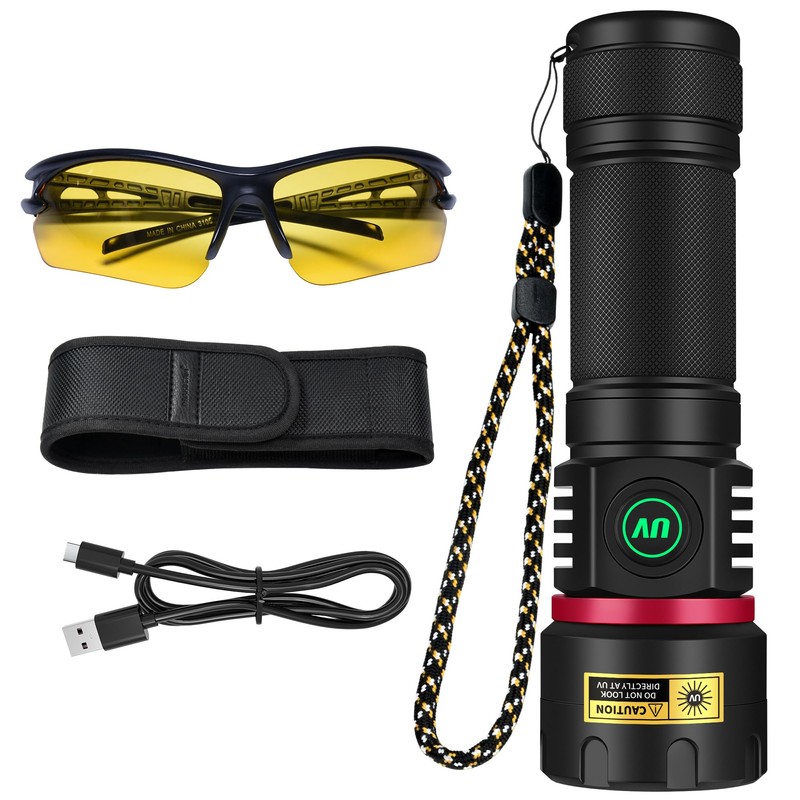 DARKBEAM UV Flashlight 365nm Black Light, 6xLED Quad-core Rechargeable Powerful