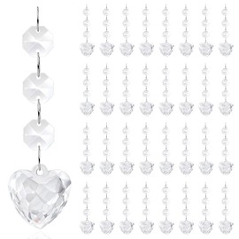 GXGGUS Crystal Heart Ornaments Valentine Day Hearts Christmas Ornaments, Heart Ornaments for Christmas Tree 30 Pcs Acrylic Hanging Crystal Decorations Heart Prism Drop Pendant for Party Chandelier