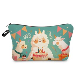 Livel lhood Birthday Lama Makeup Bag Cute Small Organizer Zipper Pouch Birthday Lama Coametic Bag Birthday Present for Women Friends -2, hzz16294