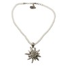 Alpenflüstern drawstring necklace, rhinestone edelweiss, ladies' costume jewellery, dirndl necklace