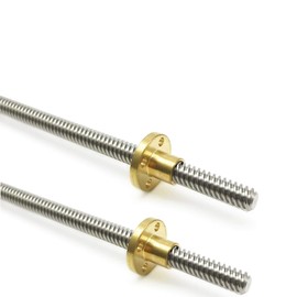 2PCS 600mm（23.62 Inches）Tr8x8 Lead Screw with T8 Brass Nut (Acme Thread, 2mm Pitch, 4 Starts, 8mm Lead) for LCD DLP SLA 3D Printer Z Axis and CNC Machine