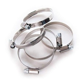Pack of 10 stainless steel hose clamps W2, clamping range 40 to 60 mm, band width 9 mm, DIN 3017, industrial quality, with worm thread,