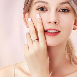 Gold Butterfly Ring for Women 925 Sterling Silver Rose Gold-Plated Butterfly Adjustable Ring with Red CZ Butterfly Jewellery Gift for Women Girlfriends Wife Mother Daughter, Cubic Zirconia