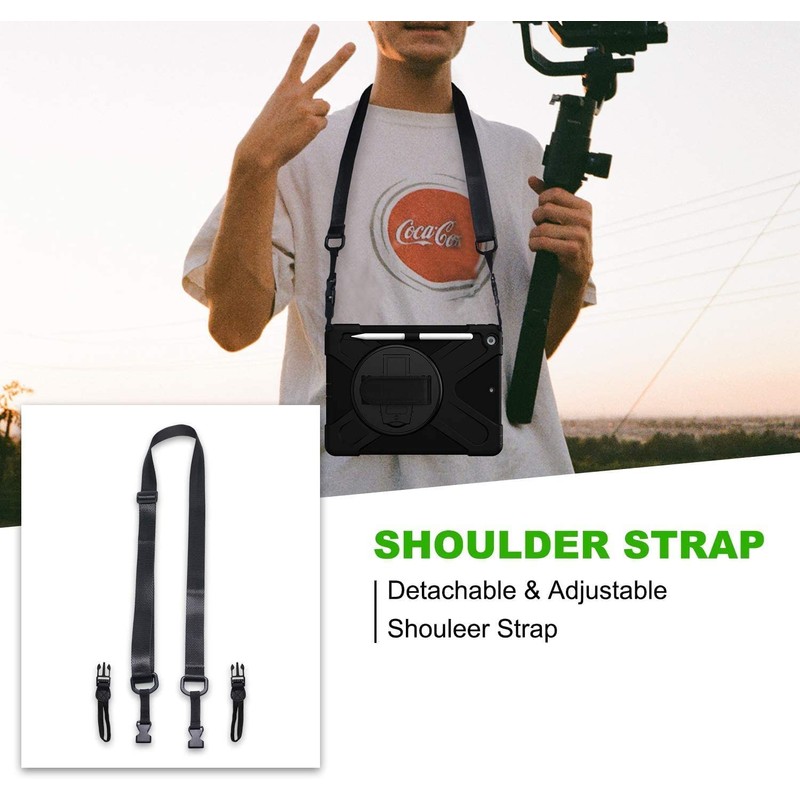 rantice Adjustable removable shoulder straps for Tablet Case (Black)