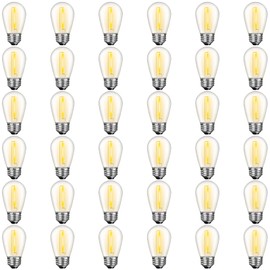 GvvooHome 36 Pack S14 LED Bulbs for Outdoor String Lights, Shatterproof Replacement Edison Bulbs for Patio String Lights Outdoor Waterproof, Warm White 2200K, Dimmable, E26 Standard Base