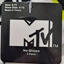 MTV Women's 5 Pair MTV Music 9-11 No-Show SOCKS Shoe Size 4-10 Men's shoe size 3-8
