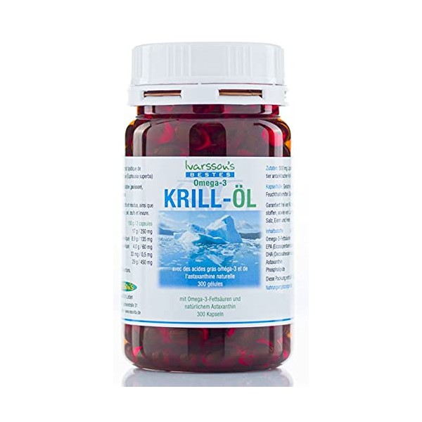 Omega-3 Capsules with Astaxanthin, 300 Capsules, Ivarssons ESOVita, Krill Oil