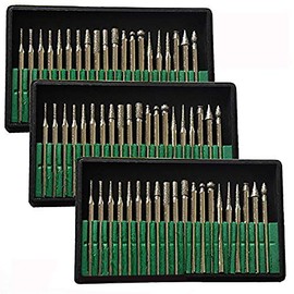 Brccee AC 60 Pcs Diamond Burr Bits Drill Glass Gemstone Metal for Craftsman Rotary Tool 1/8" Shanks w/ Box Tip