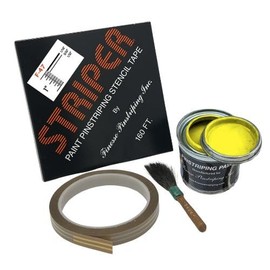 Automotive Pinstriping KIT - Stencil/Brush/Paint - Pinstripe Your Car/Truck | Striper F-47 | Results: 1/16 inch Stripe, 3/32 inch Space, 1/32 inch Stripe (Yellow, 42 Foot roll)