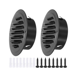 PATIKIL 4" Round Air Vent Cover, 2pcs Stainless Steel Louvered Wall Inlet Outlet Grill Screen Mesh Ducting Soffit Vent with Screws for Ventilation, Black