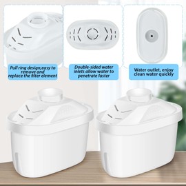 Tujoe 2 Pcs Alkaline Water Filter Replacement Alkaline Water Pitcher Replacement Cartridge for Improve Alkaline, Healthy Drinking Water