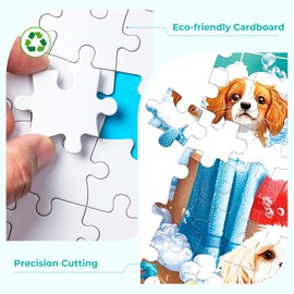 300 Pieces Puzzles for Adults,Bath Puppy Puzzle for Adults,Large Puzzle Piece for Seniors,Cute Dogs Themed Jigsaw Puzzles for Kids Ages 8-10,Puzzles for Family Game Nights, 20.5 x 15 in