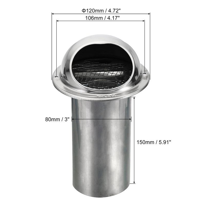 PATIKIL 3" Round Soffit Air Vents, 304 Stainless Steel Louver