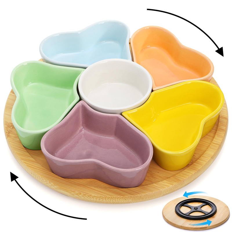 Cididu 11'' Lazy Susan Serving Tray, Ceramic 360° Rotating Serving