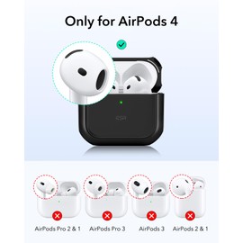 ESR for AirPods 4 Case, Compatible with AirPods 4th Generation Case (2024) (USB-C), Compatible with MagSafe, Drop Protection Cover with Lanyard, Magnetic Lid Lock, Orbit Hybrid Series, Black