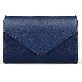 XEYOU Women's Card Case Wallet Credit Card Holder Name Card Case Front Pocket Wallet for Ladies, Envelope Style Deep Blue, Small, Minimalist