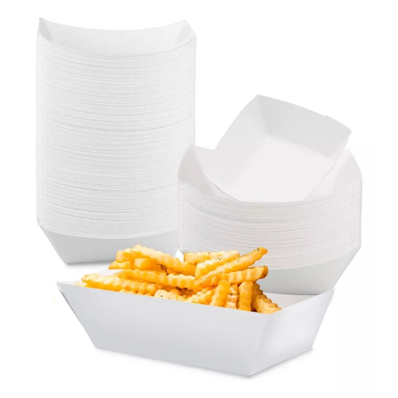 Empaques Brooks 100pz Charola Blanca Cartoncillo Para Alimentos Armable