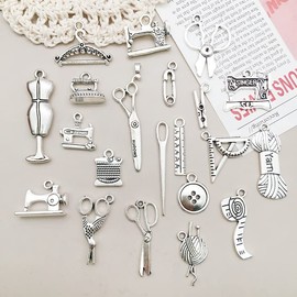 WOCRAFT 120pcs Antique Silver Sewing Tool Charm for Jewelry Making Alloy Sewing Charms for DIY Crafts (SN049)