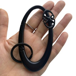 Y2K Cute Star Carabiner Keychain Cool Belt Loop Clip Starlight Heavy Duty Carabiner Clasp Snap Hook Holder Key Buckle (Black 2Ellipse Star)