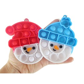 Set of 2 Small Snowmen with Clips - Cute Holiday Penguin Festive Bubble Popper Fidget Toy - Fun Party Favor Toy - Christmas Winter (Random Colors)