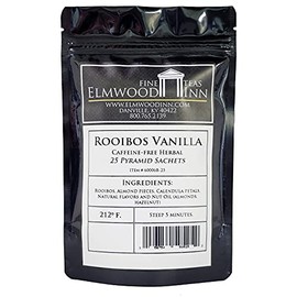 Elmwood Inn Fine Teas, Vanilla Rooibos Caffeine-Free Tea, 25 Pyramid Sachet Tea Bags