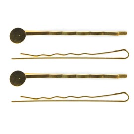 MAHAVIMOKSA 55mm Bobby Pins Hair Clips with Glue On Flat Pads for DIY Craft (Gold-100pcs)