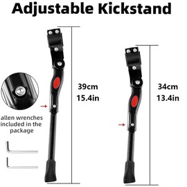 Adjustable Aluminum Alloy Bike Kickstand for 22 or 27.5 Inch Mountain,Road Bicycle, Heavy,Duty Side Stand with Non for Slip Base, Universal Fit for Bikes