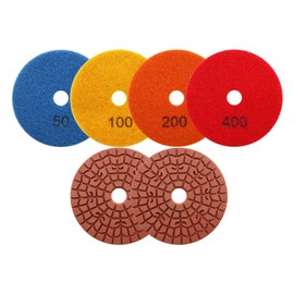 SHDIATOOL Diamond Wet Polishing Pads Polisher Wheel disc, 4 inch Pads for Granite Stone Concrete Marble Floor Grinder or Polisher, 50#-400# Disc for Wet Polisher&Grinder