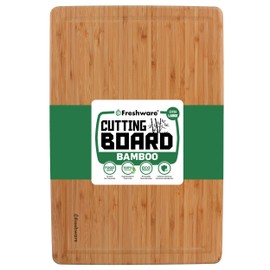 Bamboo Cutting Boards for Kitchen with Juice Groove [Extra-Large] Wood Cutting Board for Chopping Meat, Vegetables, Fruits, Cheese, Knife Friendly Serving Tray with Handles, 17.5 x 12-inch